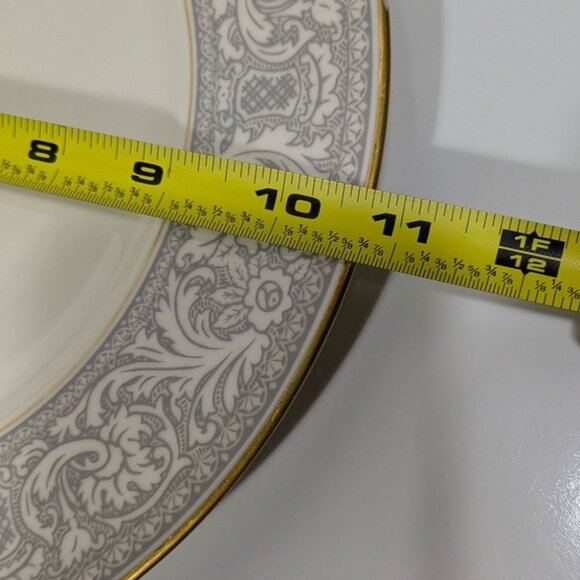 Franciscan Masterpiece China Renaissance Pattern Dinner Plate Gray Gold Trim USA - Picture 5 of 13